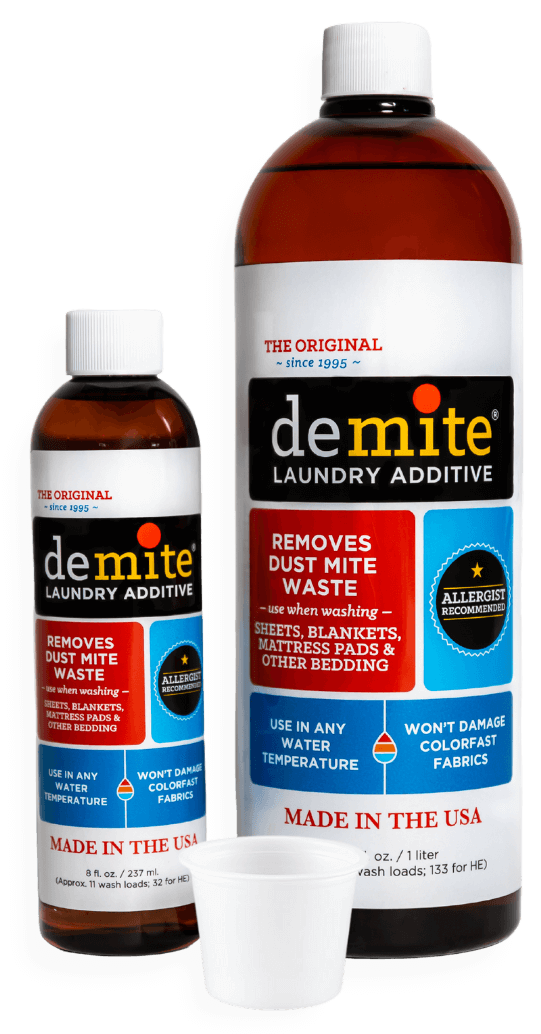 Demite dust mite allergy laundry additive  bottles