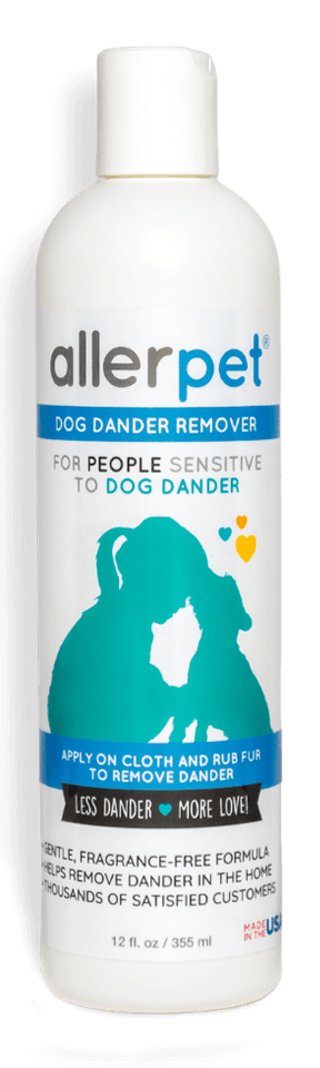 Bottle of Allerpet for Dogs dander remover