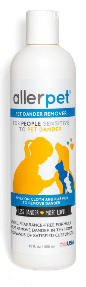 Bottle of Allerpet for Pets dander remover